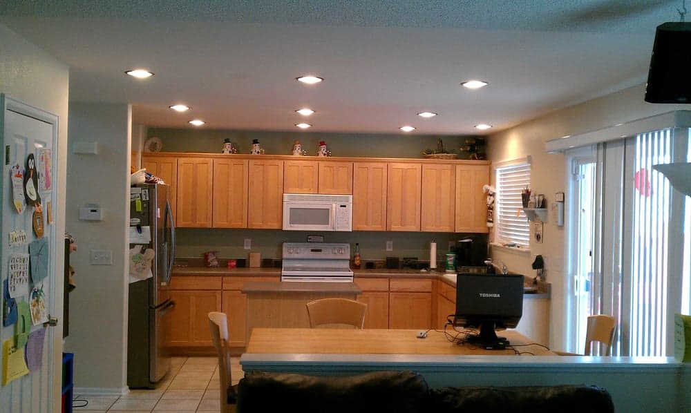 Kitchen with recessed lights in the ceiling